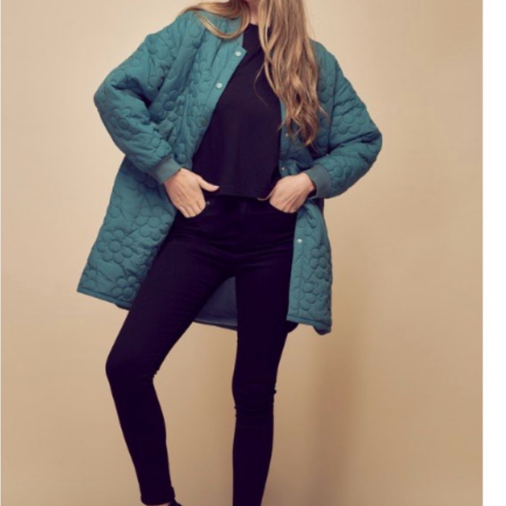 COPY - Petal Dew Teal Quilted Coat